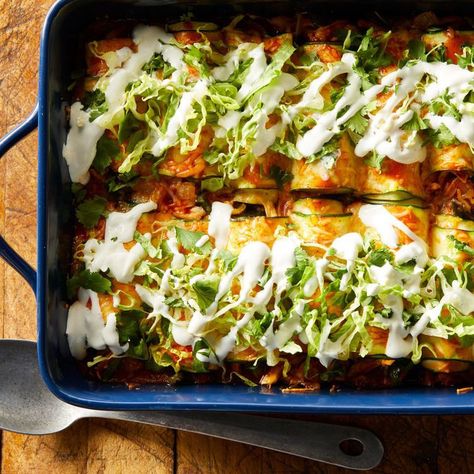 No-Sugar Low-Sodium Meal Plan Zucchini Enchiladas, High Protein Dinner, Protein Dinner, Enchilada Recipes, Low Carb Dinner, Chicken Enchiladas, Zucchini Recipes, Healthy Mind, High Protein