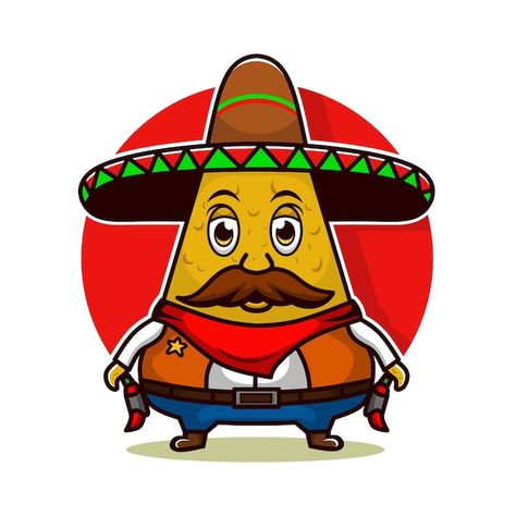 Cartoon nachos cowboy mascot design | Premium Vector #Freepik #vector #background #logo #food #vintage Nachos Logo Design, Nachos Cartoon, Premium Vector Cartoon, Food Vintage, Vegas Restaurants, 3d Material, Vector Cartoon, Mascot Design, Logo Food