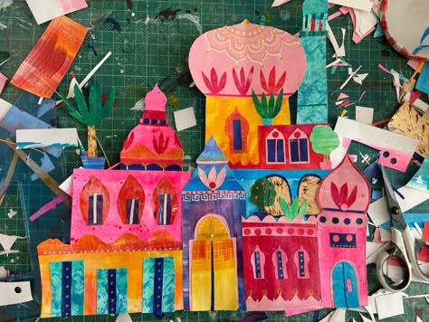 Tracey English, Summer Houses, Paper Collage Art, Paper Illustration, Collage Making, Collage Illustration, Collage Design, Collage Artists, Paper Cut Art