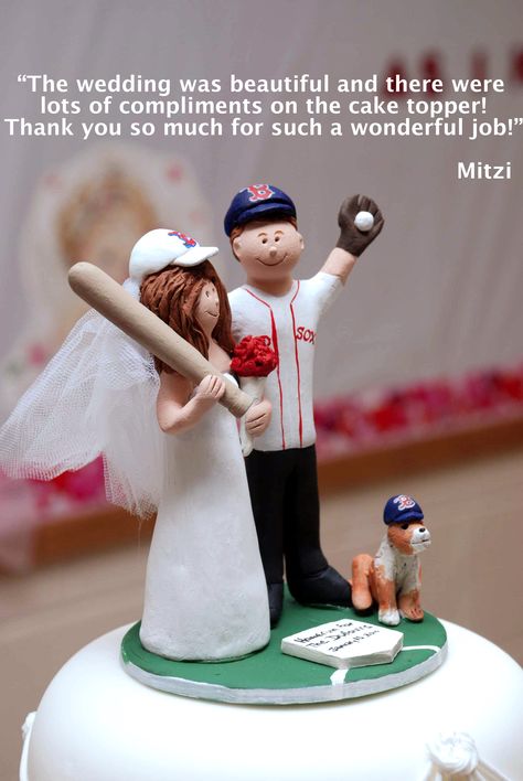 Red Sox Wedding Cake Topper    Go Red Sox go! Baseball Wedding Cakes, Baseball Wedding, Groom Wedding Cakes, Red Cake, Personalized Wedding Cake Toppers, Topper Wedding, Custom Wedding Cake Toppers, Custom Wedding Cakes, Wedding Anniversary Gift