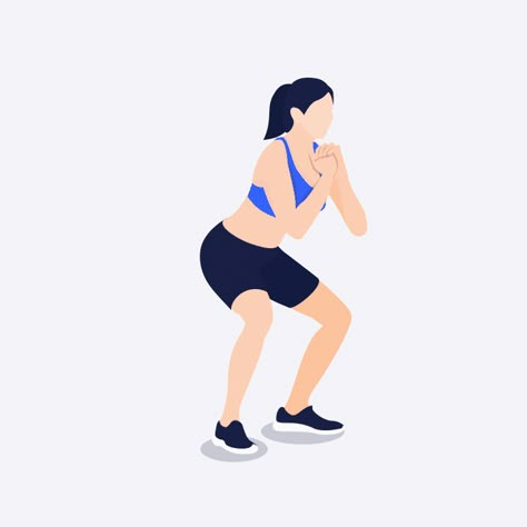 Hands Held Together, Sport Animation, Side Squat, Mckenzie Exercises, Simple Animation, Squat Hold, Deep Squat, Leg Training, Health And Fitness Apps