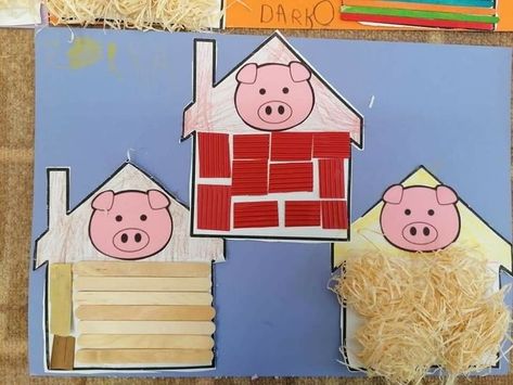 Three Little Pigs Crafts For Toddlers, 3 Little Pigs Craft Preschool, Pig Activities For Kids, 3 Little Pigs Activities Preschool, Three Little Pigs Craft, The Three Little Pigs Activities, Pig Activities, Three Little Pigs Activities, Fairy Tales Preschool Activities