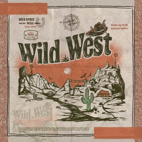 Wild West Illustration, Procreate Graphic Design, Wild West Poster, Desert Vintage, Drawing Procreate, Procreate Illustration, Desert Design, Kids Series, Vintage Drawing