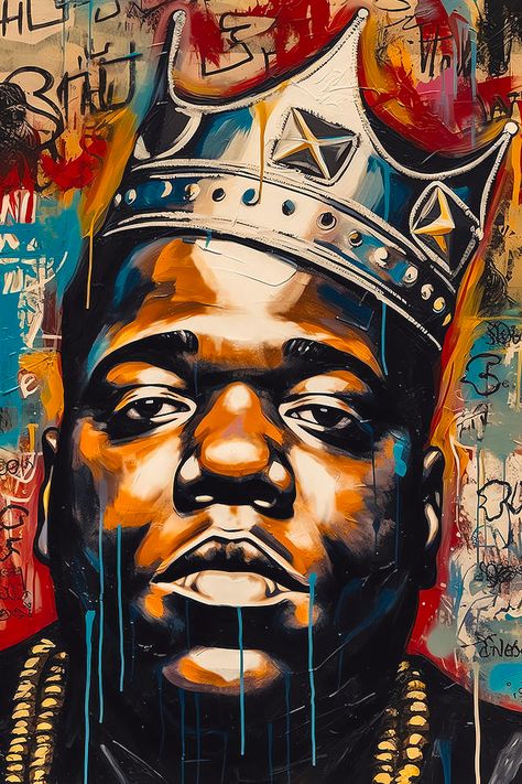 Biggie Smalls Illustration, Pop Art Celebrities, Kobe Painting, Victor Tattoo, Rappers Art, Notorious Big Art, Biggie Smalls Art, Portrait Graffiti, Graffiti Portrait