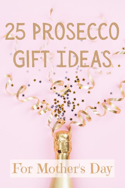 Pink and gold prosecco bottle with streamers Bday Gift Ideas, Prosecco Party, Mini Prosecco Bottles, Birthday Martini, Wine Gift Ideas, Prosecco Wine, Bottle Gift Tags, Ideas For Mother's Day, Champagne Birthday