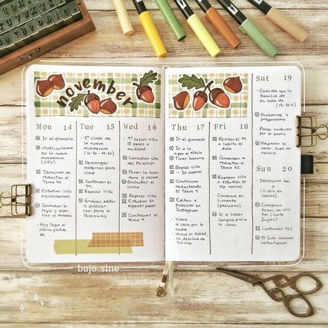 November Notebook Ideas, October Bujo Weekly Spread, November Bullet Journal Spread, November Spread Bullet Journal, November Bujo Ideas, November Bujo Spread, November Weekly Spread Bullet Journal, Fall Journal Spread, October Weekly Spread Bullet Journal