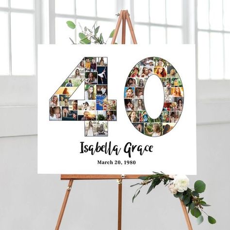 40 Anniversary Gift, 40 Anniversary, Collage Des Photos, Number 40, Birthday Photo Collage, Collage Foto, 40th Anniversary Gifts, Photo Collage Gift, Cadeau Photo