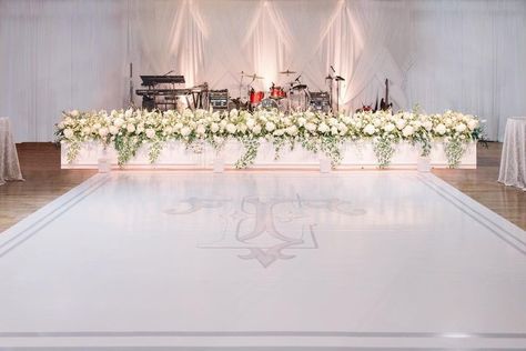 Stage Facade, July 31, Monogram Wedding, Dance Floor, Flooring, How To Plan, Lighting, Flowers, Instagram