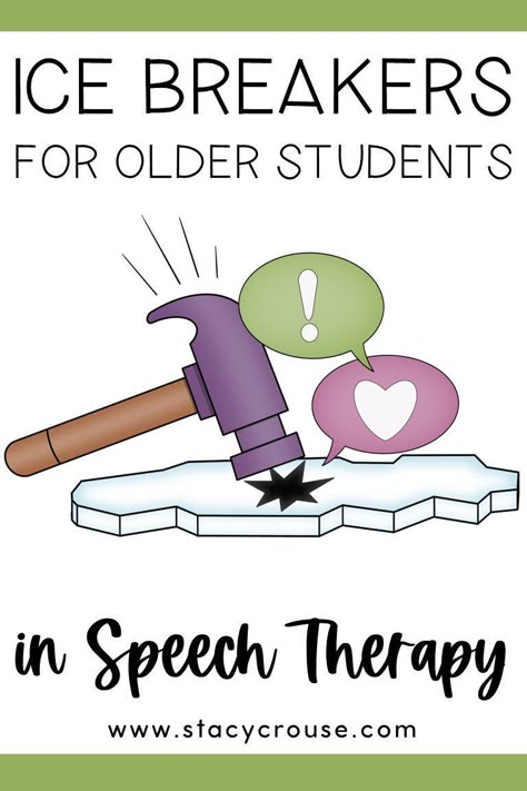 It's time to "break the ice" with your older students in speech therapy, so you're on the hunt for something they won't roll their eyes at. Use these easy ideas to help your students build connections with each other and you, while you also integrate opportunities to practice speech and language goals. Perfect for back to school or a new student in a group! Group Speech Therapy, Speech Therapy Get To Know You Activity, Middle School Slp Activities, High School Speech Therapy Activities, Back To School Speech Therapy Activities, Social Language Speech Therapy, Speech Classroom Decor, Back To School Speech Therapy, Ice Breaker Activities