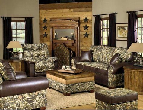 Realtree camo furniture! Love this! FB post from Southern Boyz Outdoors Camo Living Rooms, Camo Furniture, Living Room Furniture Leather, Living Room Furniture Sectional, Rustic Western Home Decor, How To Arrange Living Room, Arrange Living Room Furniture, Camo Home Decor, Furniture Comfy