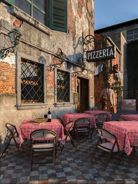 Trattoria Italiana, Italian Restaurant Decor, Pizzeria Design, Italy Restaurant, Italian Bistro, Italy Vibes, Italian Cafe, Italian Aesthetic, Fotografi Vintage