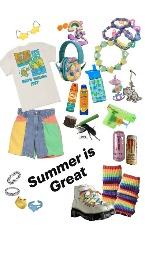 Kidcore summer outfit. Also a beetle with pencil drawing a very detailed log in the middle, his name is greg. Kidcore Summer Outfit, Kidcore Clothes Aesthetic, Kid Core Outfits, Kidcore Style, Aesthetic Clothes Png, Kidcore Clothes, Kidcore Outfit, Kidcore Fashion, Indie Outfit Inspo