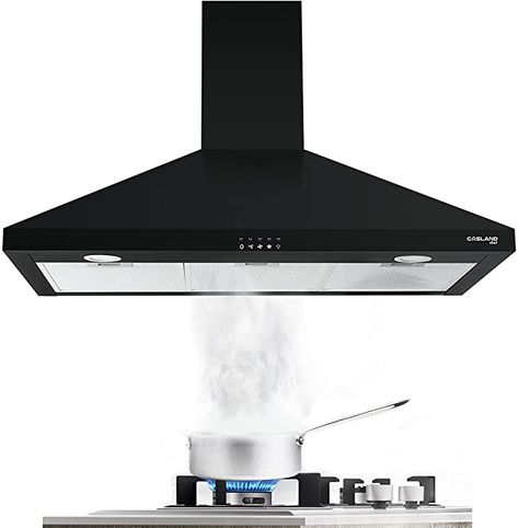 Amazon.com: 36" Wall Mount Range Hood, GASLAND Chef PR36BP 36 Inch Range Hood Black, Ducted Kitchen Exhaust Hood, 3 Speed Convertible Chimney Hood, Push Button Control, Aluminum Mesh Filter, 2 LED Lights, 350 CFM : Appliances 36 Inch Range, Range Hood Black, 36 Inch Range Hood, Kitchen Chimney, Kitchen Exhaust, Exhaust Hood, Wall Mount Range Hood, Range Hood, Push Button