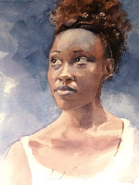 Frank Eber Dark Skin Women, Black Women Art, Watercolor Portraits, Portrait Painting, Female Art, Black Women, Male Sketch, Color, Art