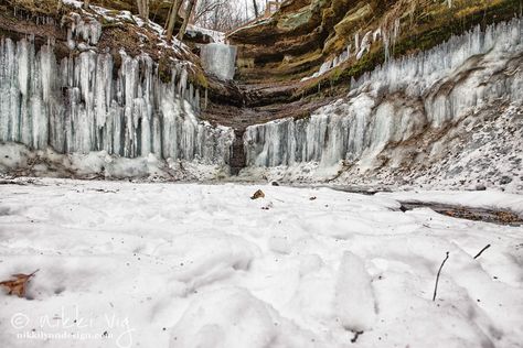 Devils Punchbowl (Menomonie, WI) - Curtains of Ice. Menomonie Wisconsin, Midwest Travel Destinations, Winter Trip, Midwest Travel, Creek Bed, Valley Road, Punch Bowls, Paradise Valley, Running Water