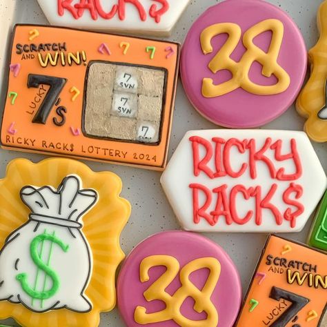 🌙 baked with magic since 2017 ✨ on Instagram: "When it’s your birthday and you love money and lottery 💰💵🤑 It was my first time making scratch off cookies, and I had so much fun making them! 💚
.
.
.
.
#moneycookies #lotterycookies #lotterybirthday #jackpot #casinobirthday #casinoparty #casino #casinofun #casinolife #moneyparty #moneytheme #moneythemecake #customcookies #customizedcookies #decoratedcookies #cookiedecorator #cookiedecorating #cookieart #cookieartist #sugarcookiedecorator #customsugarcookies #sweettooth  #baker #uniquepartyideas #orlandocookies #orlandocustomcookies #orlandobaker #orlandobakery #orlandotreats #orlandoeventplanner" Lottery Themed Birthday Party, Money Party, Golden Bday, Unique Party Ideas, Casino Birthday, Lotto Tickets, 7 Birthday, Lucky 7, Lottery Tickets