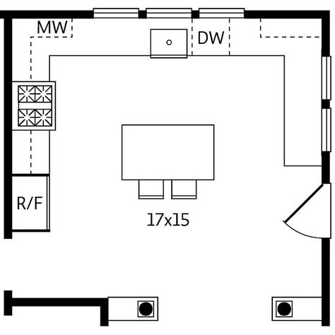 kitchen layout; bigger island; add walk-in pantry, switch stove and sink 200 Sq Ft Kitchen Layout, Kitchen Layout U Shaped, Island House Plans, Kitchen Design Layout Island, Kitchen With Island Layout, Closed Floor Plan, U Shaped House Plans, U Shaped Houses, Island Seating