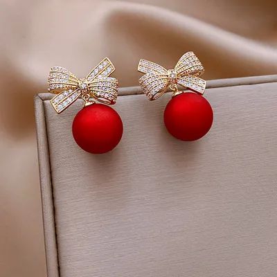 Knot Stud Earrings, Knot Studs, Bow Knot, Red Earrings, Stud Earrings For Women, Christmas Gift Jewelry, Christmas Earrings, Girls Earrings, Christmas Jewelry