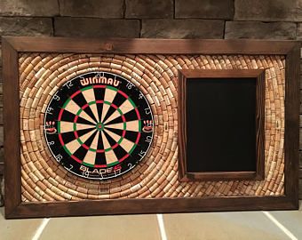 Wine Cork Dart Board, Cork Dart Board, Dartboard Backer, Cork Dartboard, Dart Board Backboard, Game Room Ideas Man Caves, Dart Storage, Dart Board Wall, Ultimate Man Cave