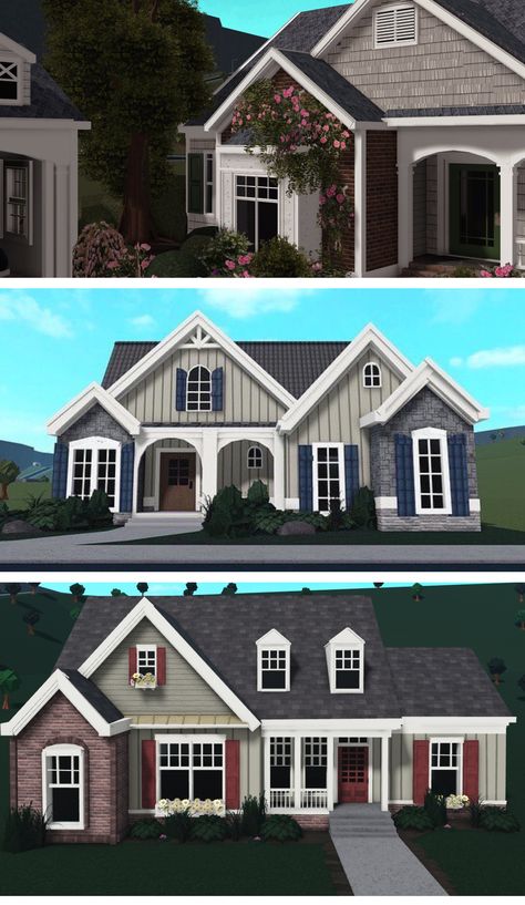 One Story Christmas House Bloxburg, Suburban Hillside House Bloxburg, Roblox Bloxburg House Exterior, Simple Bloxburg House Exterior, Bloxburg House Ideas Medium, Bloxburg Build Ideas Exterior, Bloxburg House Ideas Color Scheme, Bloxburg Lockers, Bloxburg Winter Color Schemes