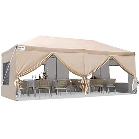 Quictent Privacy 10x20 ft Pop up Canopy with Sidewalls Ez up Canopy Tent Instant Shelter with Mesh Window for Outdoor Event-(Begie) Party Canopy, Tent Party, Canopy Tent Outdoor, Backyard Canopy, Wedding Canopy, Instant Canopy, Canopy Shelter, Pop Up Canopy Tent, Gazebo Canopy