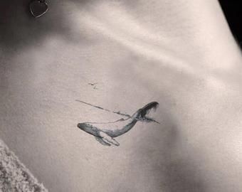 Blue Whale Tattoo, Reef Tattoo, Vintage Nautical Tattoo, Tattoo Whale, Killer Whale Tattoo, Ariel Tattoo, Whale Tattoo, Bts Tattoos, Whale Tattoos