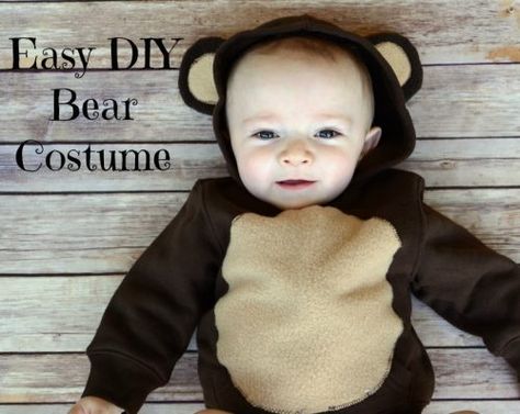 20 Halloween Costume Ideas for Kids made with a Hoodie | Easy DIY Craft Tutorial Idea | No-Sew | Handmade | Jacket Diy Bear Costume, Infant Halloween Costumes For Boys, Baby Bear Costume, Infant Halloween Costumes, Diy Baby Halloween Costumes, Kid Halloween Costumes, Sibling Halloween Costumes, Sibling Costume