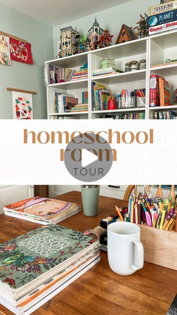 Organizing Homeschool Supplies, Homeschool Dining Room Ideas, Dining Room Homeschool Space, Homeschool Storage Ideas, Cozy Homeschool Room, Small Homeschool Room, Small Space Homeschool Room, Homeschool Table, Homeschool Storage