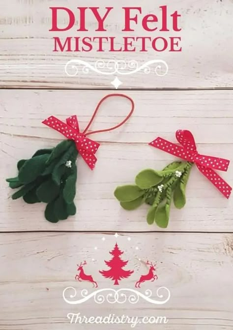 DIY Felt Mistletoe tutorial : Quick and Easy Christmas crafts Felt Mistletoe Diy Pattern, Christmas Mistletoe Aesthetic, Felt Christmas Ornaments Patterns Free, Felt Spring Crafts, Felt Ornaments Patterns Free, Quick And Easy Christmas Crafts, Diy Mistletoe, Mistletoe Craft, Felt Christmas Crafts