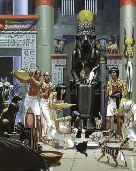 Ancient Egyptian Temple, Angus Mcbride, Cats In Ancient Egypt, Life In Ancient Egypt, Ancient Egyptian Architecture, Starověký Egypt, Egypt Concept Art, Egypt Museum, Egyptian Temple