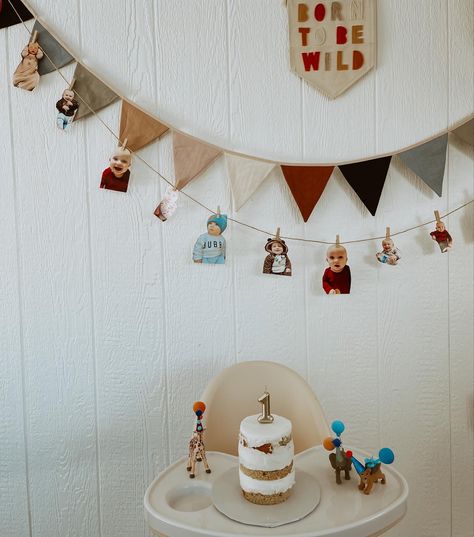 Neutral colors, naked cake, bunting banner, photos of first year. Generic First Birthday Party, Cozy First Birthday, 1st Birthday Dinner Ideas, 1st Birthday Inspiration, Low Key First Birthday, Traditional 1st Birthday Party, First Birthday No Theme, 1 Yo Birthday Party Ideas, The Wonderful Things You Will Be