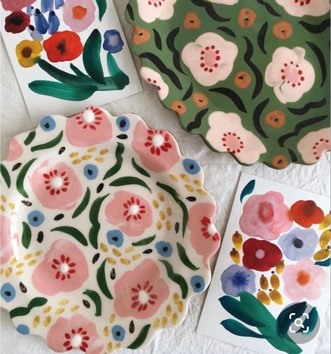 Diy Pottery Painting, Tanah Liat, Pottery Painting Designs, Keramik Design, Painting Inspo, Diy Pottery, Ceramics Pottery Art, Clay Art Projects, Ceramics Ideas Pottery