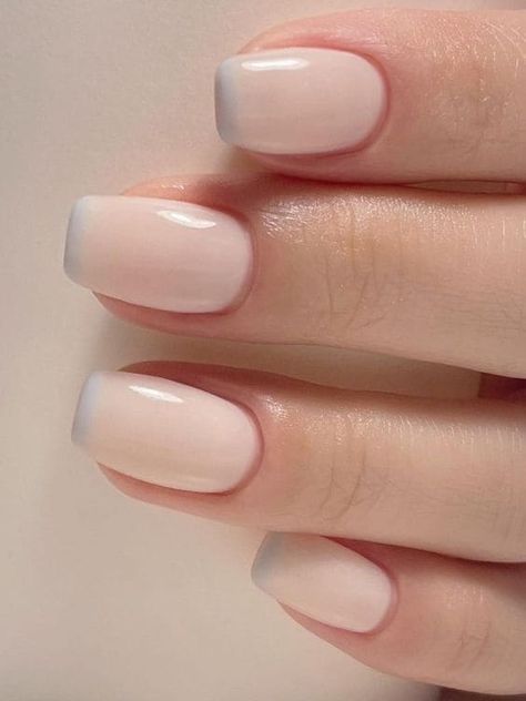 pastel French tip accent nails Milky Pastel Nails, Milky White Nails, Plaid Nail Designs, Pedi Ideas, Korean Nail Art, Minimalist Vibe, Home Nail Salon, Milky Nails, Latest Nail Trends