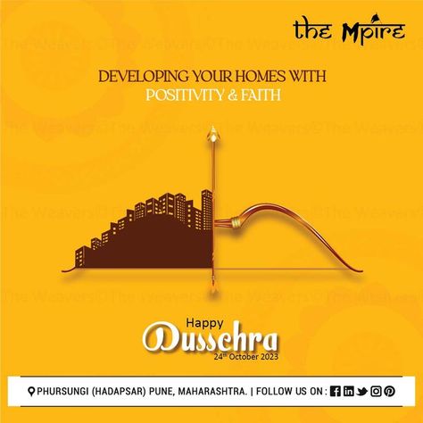 #Dussehra #Vijayadashami #Navratri #Ram #Ravan #Festival #theweavers #thempire #pune #property #realtyprojects #dream #dreamhome #hadapsar Adobe Illustrator Design, Happy Dussehra, 24 October, Food Poster Design, Creative Posters, Food Poster, Creative Ads, Design Reference, The Project