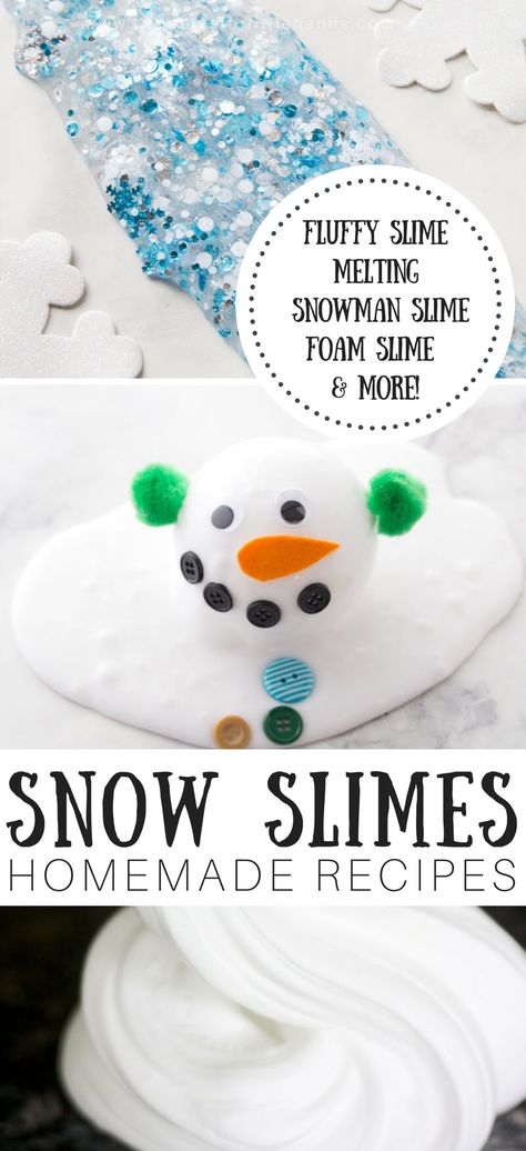 Learn how to make snow slime for awesome homemade slime this winter. Make melting snowman slime, fluffy snow slime, floam snow slime, snowflake slime, and more! We have easy slime recipe and slime video tutorials to help you make the best slime every time. Fun winter slime at your fingertips. #winterslime #snowslime #howtomakeslime #slime #slimerecipe #snowmanslime Winter Slime, Snow Slime Recipe, Snowman Slime, Slime Science, Best Fluffy Slime Recipe, Snow Slime, Cool Slime Recipes, Homemade Slime Recipe, Fluffy Slime Recipe