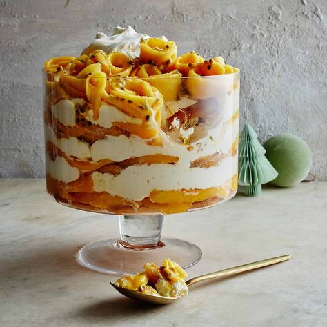 Mango tiramisu | Women's Weekly Food Mango Tiramisu Recipe, Apricot Desserts, Christmas Trifles, Mango Tiramisu, Christmas Trifle Recipes, Frozen Pudding, Christmas Trifle, Trifle Recipes, Stuffing Balls