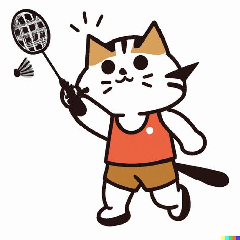 A cat is playing badminton Badminton Stickers, Badminton Cartoon, Playing Badminton, Project Work, Because I Can, Badminton, Easy Drawings, Cartoon Characters, Cute Cat