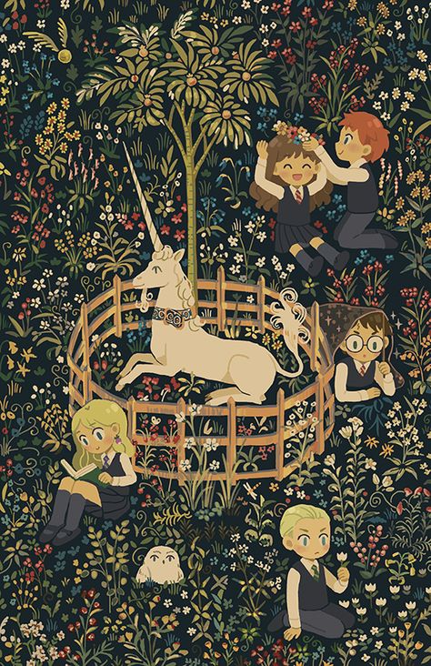 M❂JG❂N Fanart Harry Potter, Poster Harry Potter, Unicorn Tapestry, Unicorn Tapestries, Art Harry Potter, Unicorn Poster, Harry Potter Poster, Harry Potter Illustrations, Harry Potter Illustration