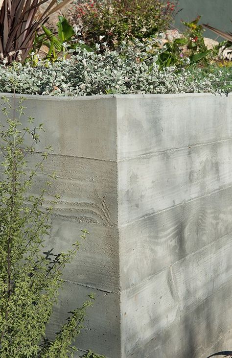 Retaining Wall Porch, Off Form Concrete Wall, Concrete Garden Walls Ideas, Board Formed Concrete Retaining Wall, Concrete Retaining Wall Landscape, Concrete Wall Landscape, Concrete Wall Garden, Concrete Wall Outdoor, Concrete Retaining Wall Ideas