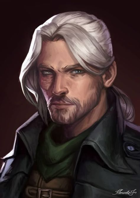 Rogue Paladin, Man With White Hair, Rpg Wallpaper, Concept Art Landscape, Heroic Fantasy, Wakayama, Fantasy Portraits, Male Character, Human Male