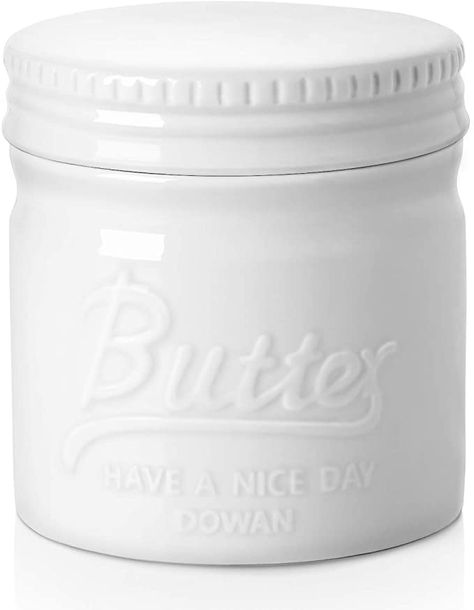 Amazon.com | DOWAN Butter Dish for Spreadable Soft Butter, Butter Keeper Crock, No More Cold & Hard Butter, Big Capacity French Butter Dish with Water Line, White: Butter Dishes Butter Container, French Butter Dish, Butter Bell, Butter Keeper, French Butter, Butter Crock, Ceramic Butter Dish, Homemade Butter, Butter Dish