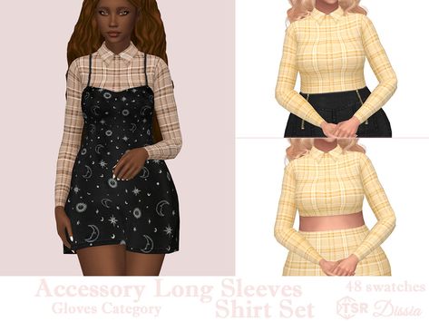 Sims 4 Collar Shirt, Long Sleeves Shirts, Sims 4 Sims, Cc Sims4, Sims Clothes, Cc Clothes, Plaid Set, Sims4 Cc, Sims 4 Game