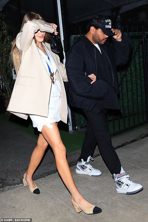 The Weeknd cuts a low-key figure alongside his stylish DJ girlfriend Simi Khadra as they enjoy a romantic date night in Santa Monica | Daily Mail Online Weeknd Girlfriend, The Weeknd Girlfriend, The Weeknd Paparazzi, Boxing Reference, Simi Khadra, Super Short Shorts, Baby Doll Shoes, Paparazzi Pics, The Weeknd Abel