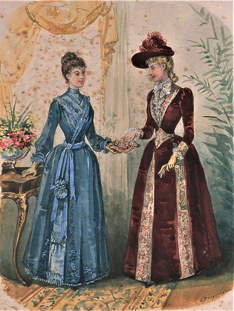 1887 Fashion, 1863 Fashion, Victorian Fashion Plates, 1889 Fashion, Fashion History Timeline, 1870s Fashion, Victorian Dresses, Victorian Era Fashion, Ancient Dress