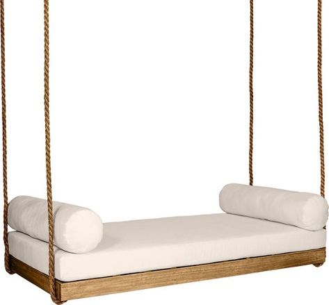 Sipsey Porch Swing, Natural/Beige Sunbrella $2,899.00 - $3,299.00 Hanging Daybed, Swing Bed, Side Bed, Porch Furniture, White Upholstery, Bed Swing, Up House, Outdoor Porch, Outdoor Lounge Furniture