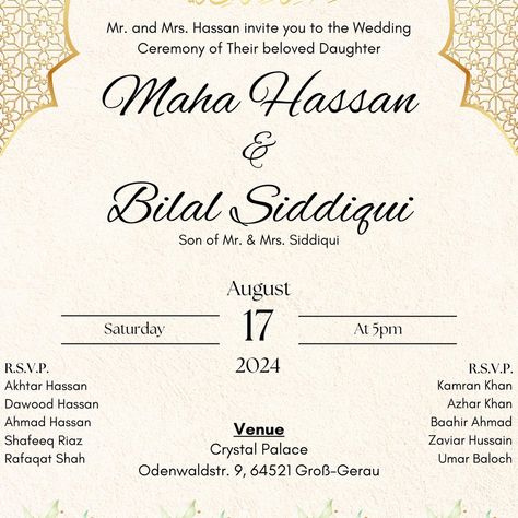 Walima Card, Islamic Wedding Card, Digital Wedding Card, Wedding Card Template, Wedding Invitation Card Template, Islamic Wedding, Invitation Card Template, Wedding Invitation Card, Desi Wedding