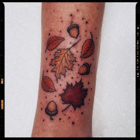 fall tattoos Simple Autumn Tattoo, Cornucopia Tattoo, Fall Theme Tattoo, Fall Foliage Tattoo, Fall Themed Tattoos, Autumn Tattoo Ideas, Fall Tattoo Ideas Autumn, Fall Tattoos, Fall Leaves Tattoo