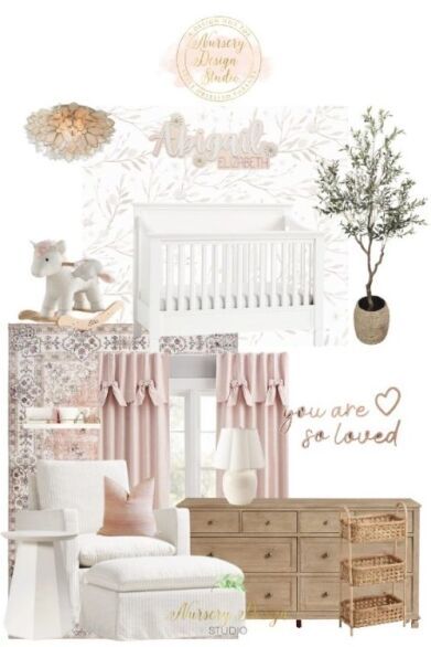 ABBI'S NURSERY Chic Baby Girl Nursery, Grey And Pink Nursery, Tiny Nursery, Girly Nursery, Nursery Dresser, Chic Nursery, Stylish Nursery, Baby Room Inspiration, Nursery Room Inspiration