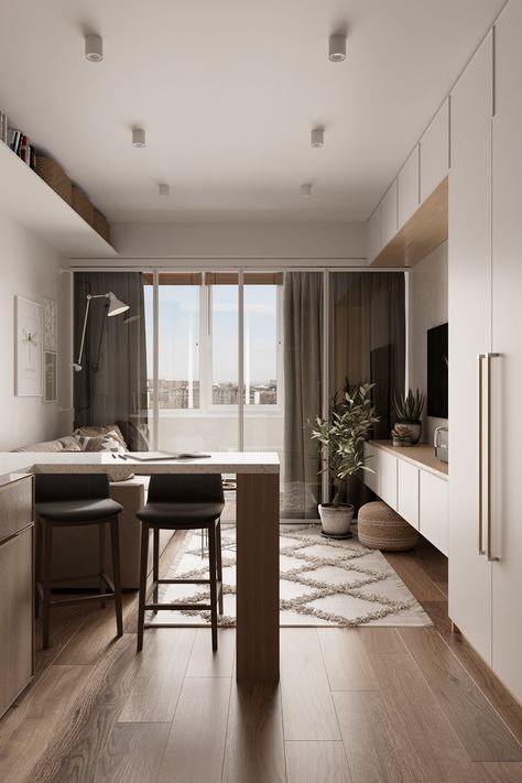 Small Flat Interior, Small Condo Living, Small Apartment Plans, Smart Apartment, Condo Interior Design, Studio Apartment Living, Small Condo, Small Apartment Interior, Small House Interior