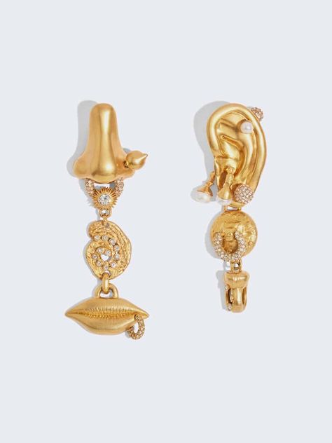 Anatomy Bijoux Earrings - E-SHOP - Ready-to-Wear | Maison Schiaparelli Schiaparelli Jewelry, Small Leather Accessories, Pierced Nose, Earrings 2023, Stylish Celebrities, Snail Shell, Famous Designers, Timeless Accessories, Nose Piercing